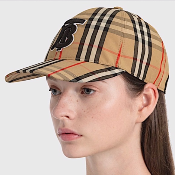 BURBERRY MONOGRAM MOTIF VINTAGE CHECK COTTON BASEBALL CAP - Picture 1 of 13